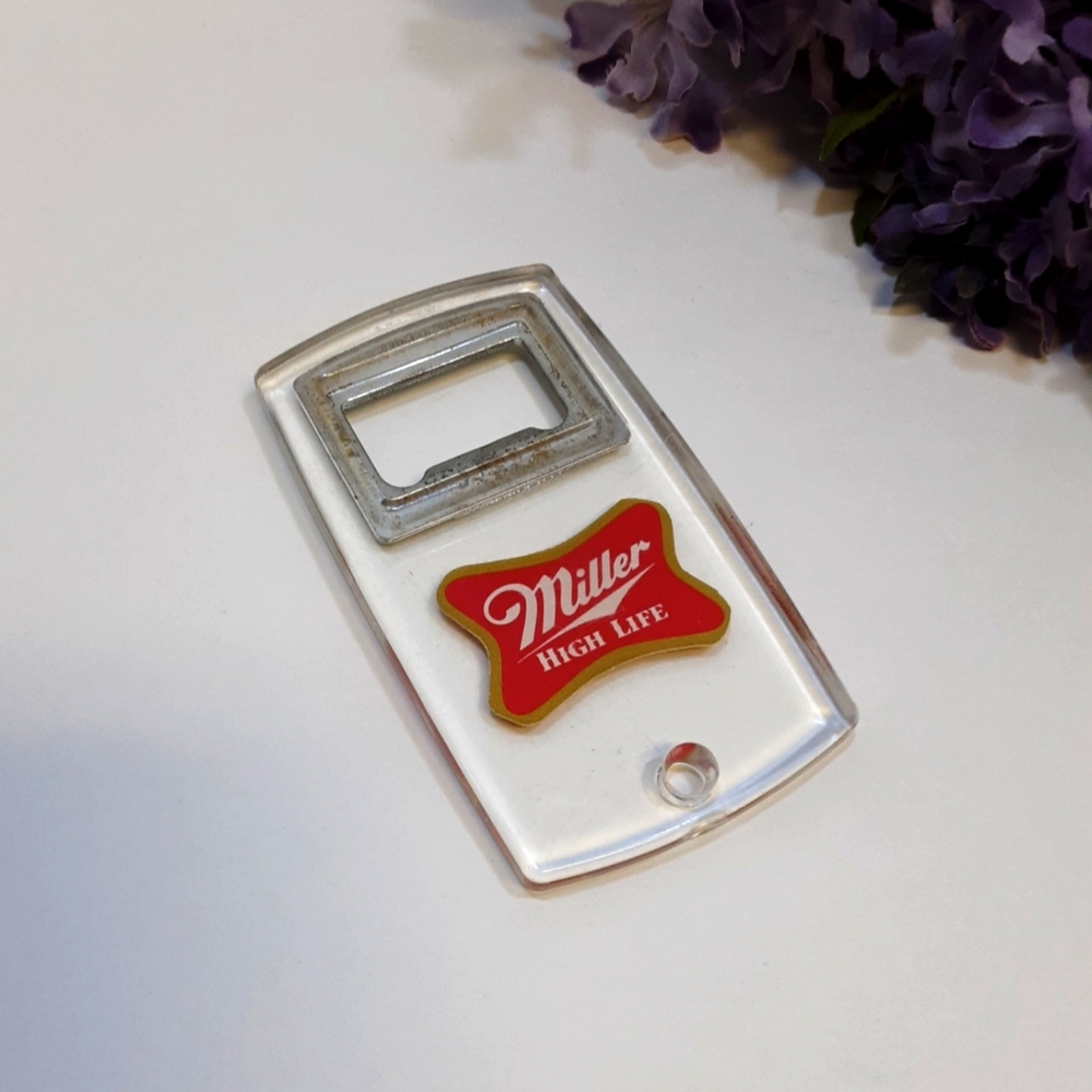 Vintage Acrylic Beer Bottle Opener Miller High Life Brewery Collectibles Barware